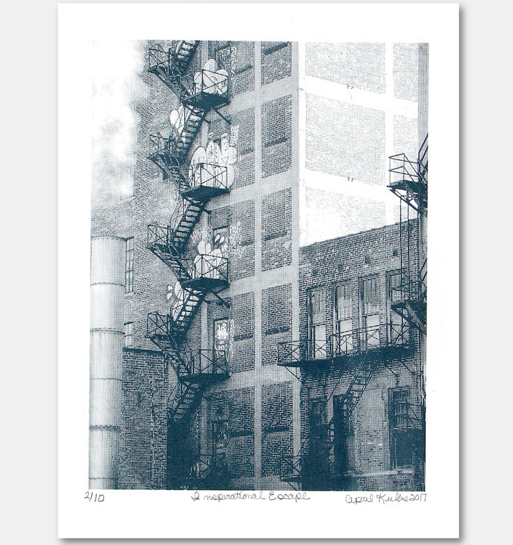 Contemporary Limited Edition Urban Fire Escape Silk Screen Print available at https://www.aprilkullis.com/print.html