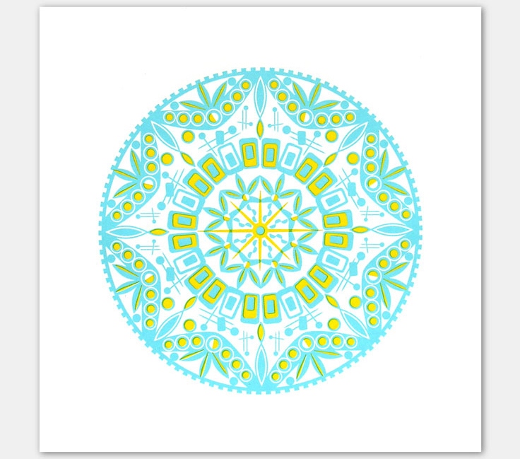 Mid Century Modern Contemporary Mandala Letterpress Print available at https://www.aprilkullis.com/print.html